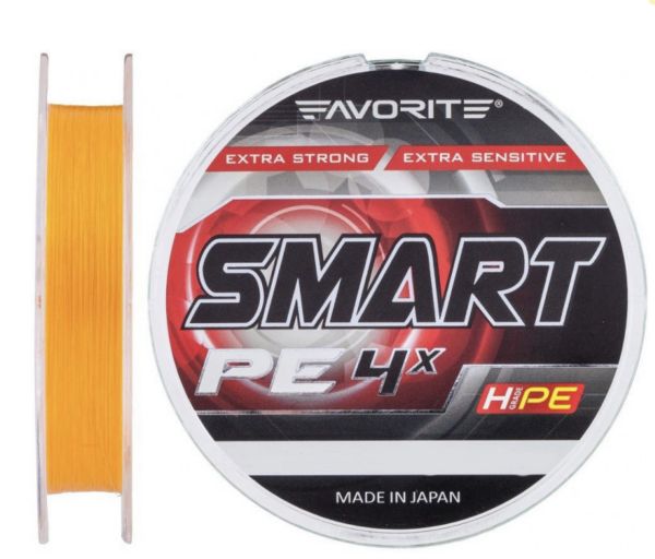Шнур Favorite Smart PE 4x #0.3/0.09мм 2.3кг оранжевый 150m.